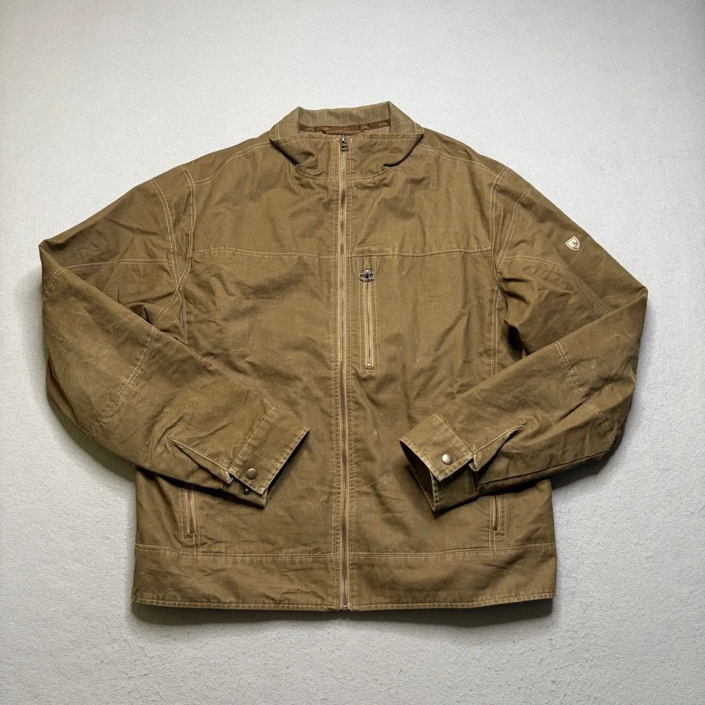 Kuhl Burr Jacket Mens XL Brwn Full Zip Rugged Canvas Workwear Outdoor Style 1052